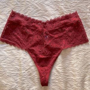 NWT New Adore Me burgundy lace high rise thong Sz M